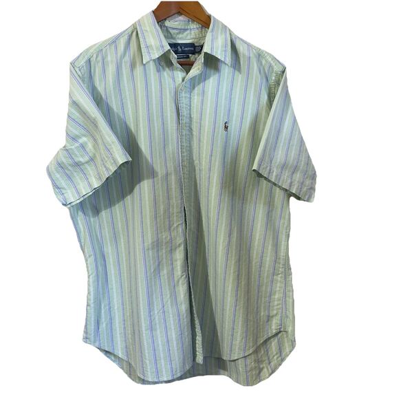 Ralph Lauren Other - Ralph Lauren Button UpShirt Mens XL Classic Fit Short Sleeve Green Blue Striped
